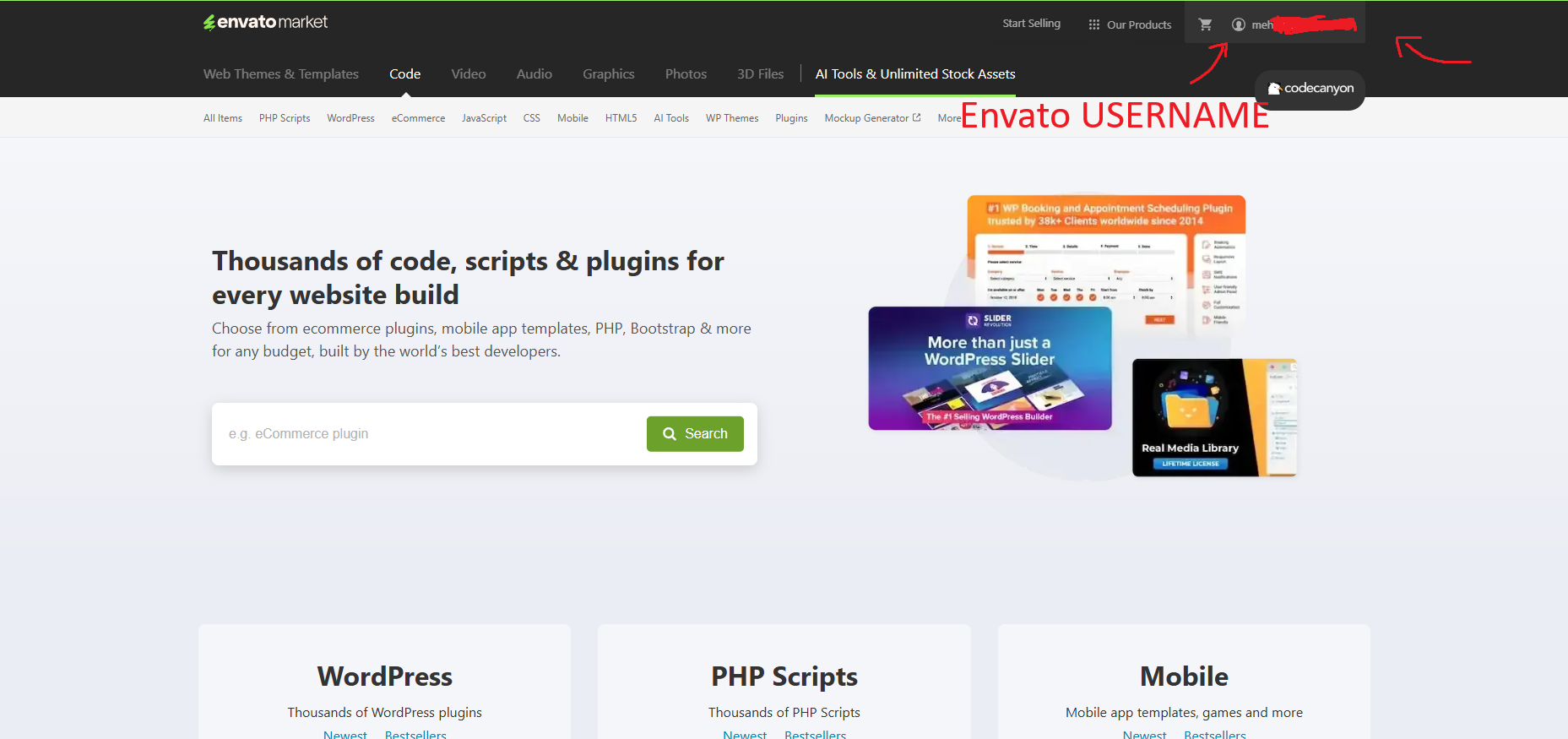 How to get Envato username