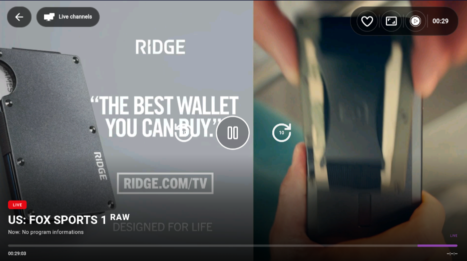 Application video player screen